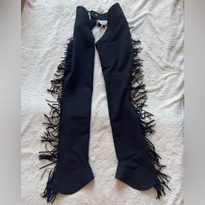 Fringed Black Women's Pants